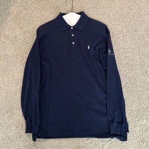Men's Polo Ralph Lauren Long Sleeve Polo, Size Medium, Navy, Eagle Point Logo
